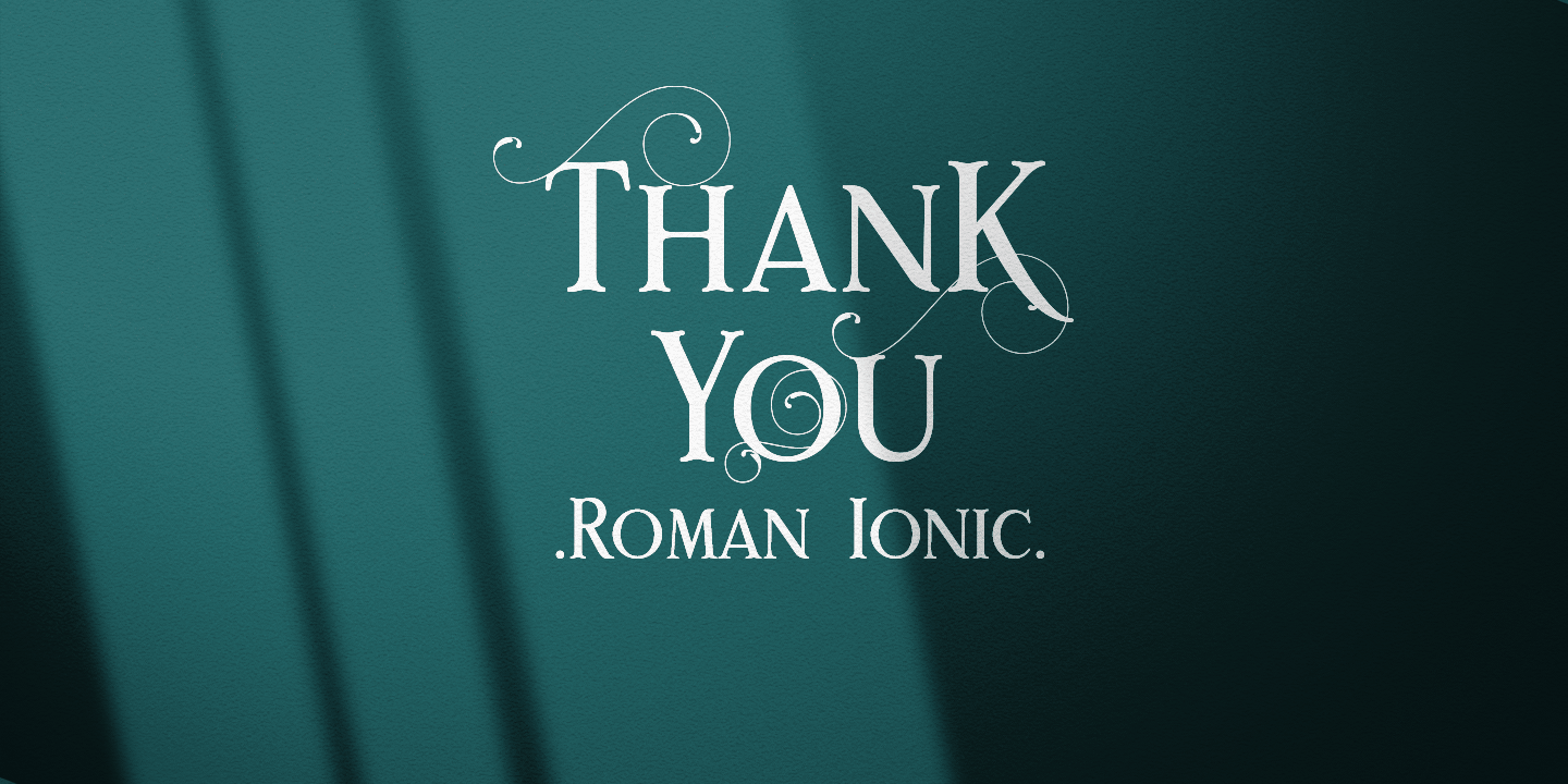 Ejemplo de fuente Rome Ionic Regular